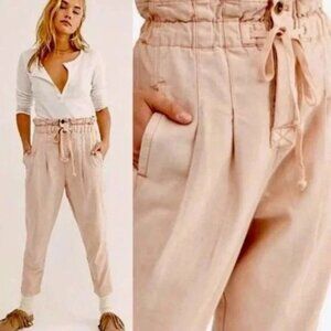 NWT Free People Margate Super High Rise Paperbag Cropped Pleated Size M